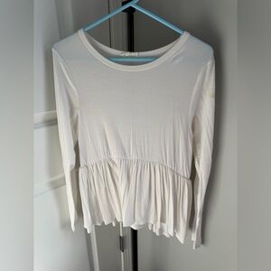 Ultra Flirt Cream Long Sleeve Peplum Top